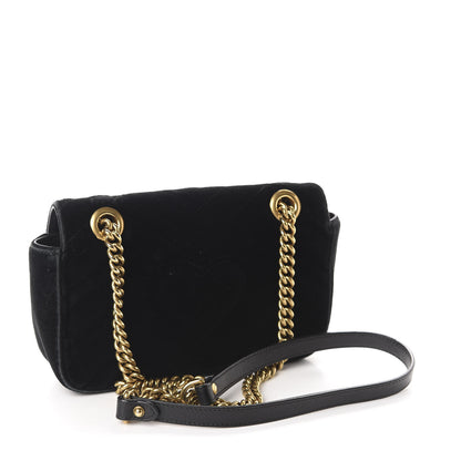 Gucci Velvet Matelasse Mini GG Marmont Shoulder Bag Black 2 of 11