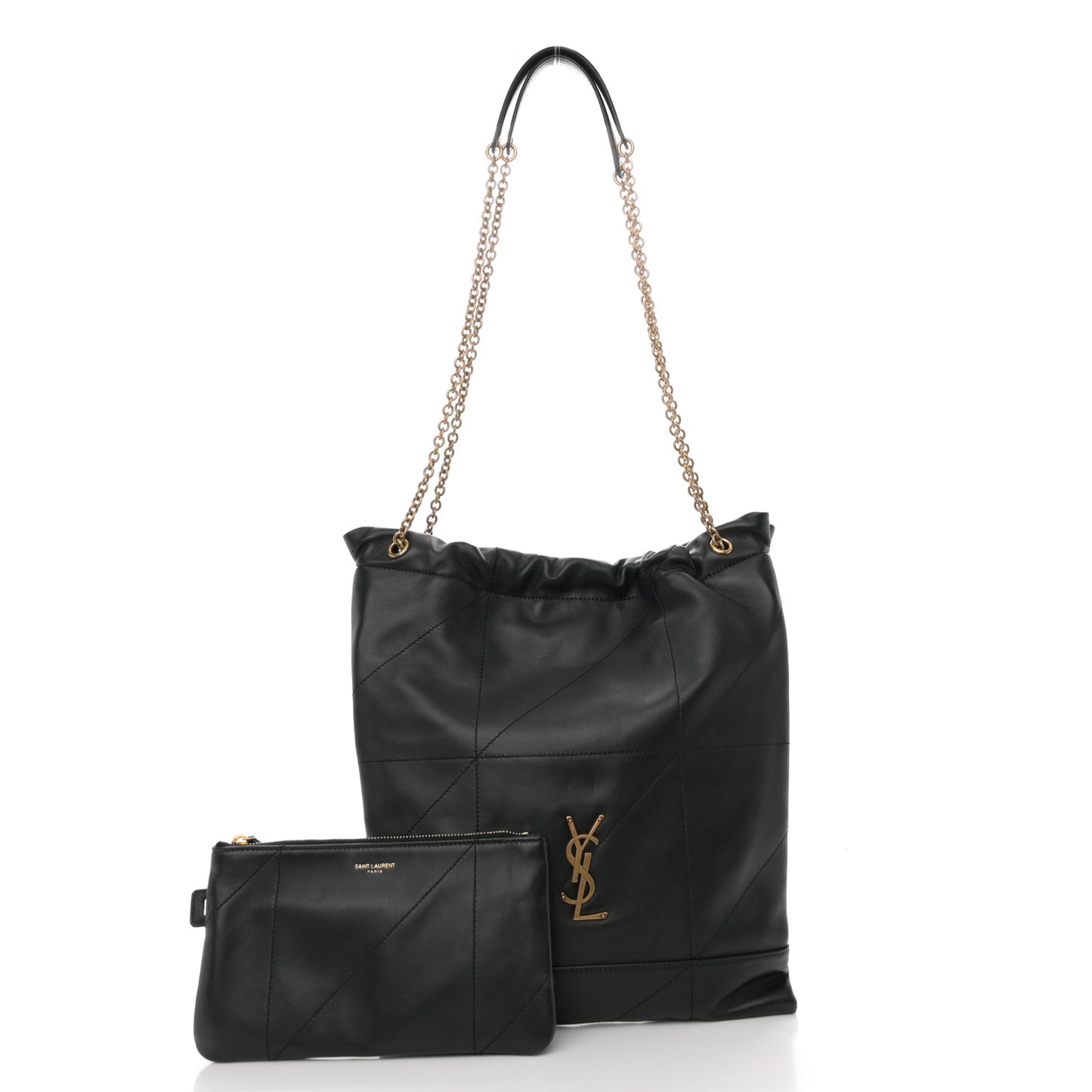 Lambskin Matelasse Monogram Medium Jamie 4.3 Pochon Black