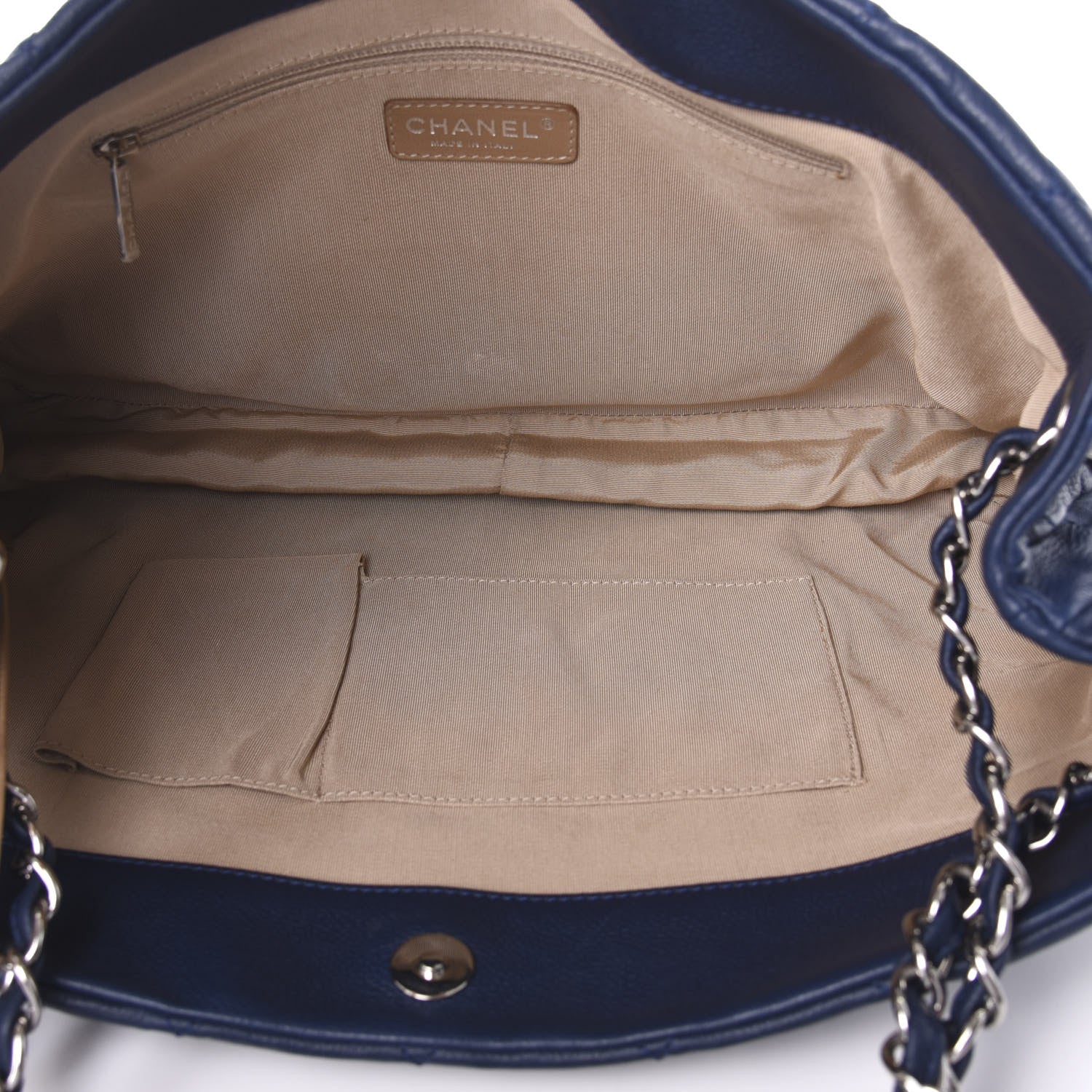 Chanel Caviar Quilted Expandable Zip Shoulder Bag Blue 8 of 18