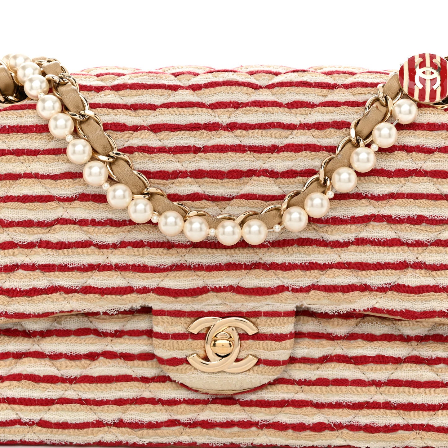 Jersey Quilted Medium Coco Sailor Flap Red White