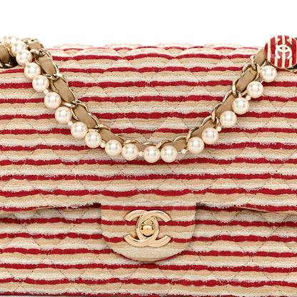 Chanel Jersey Quilted Medium Coco Sailor Flap Red White 7 of 10