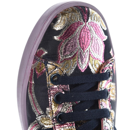 Gucci Lurex Brocade Web Nappa Womens Ace Sneakers 38 Black Pink Oro Vecchio 10 of 12