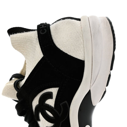 Chanel Fabric Suede Calfskin CC Sneakers 38 White Black 9 of 9