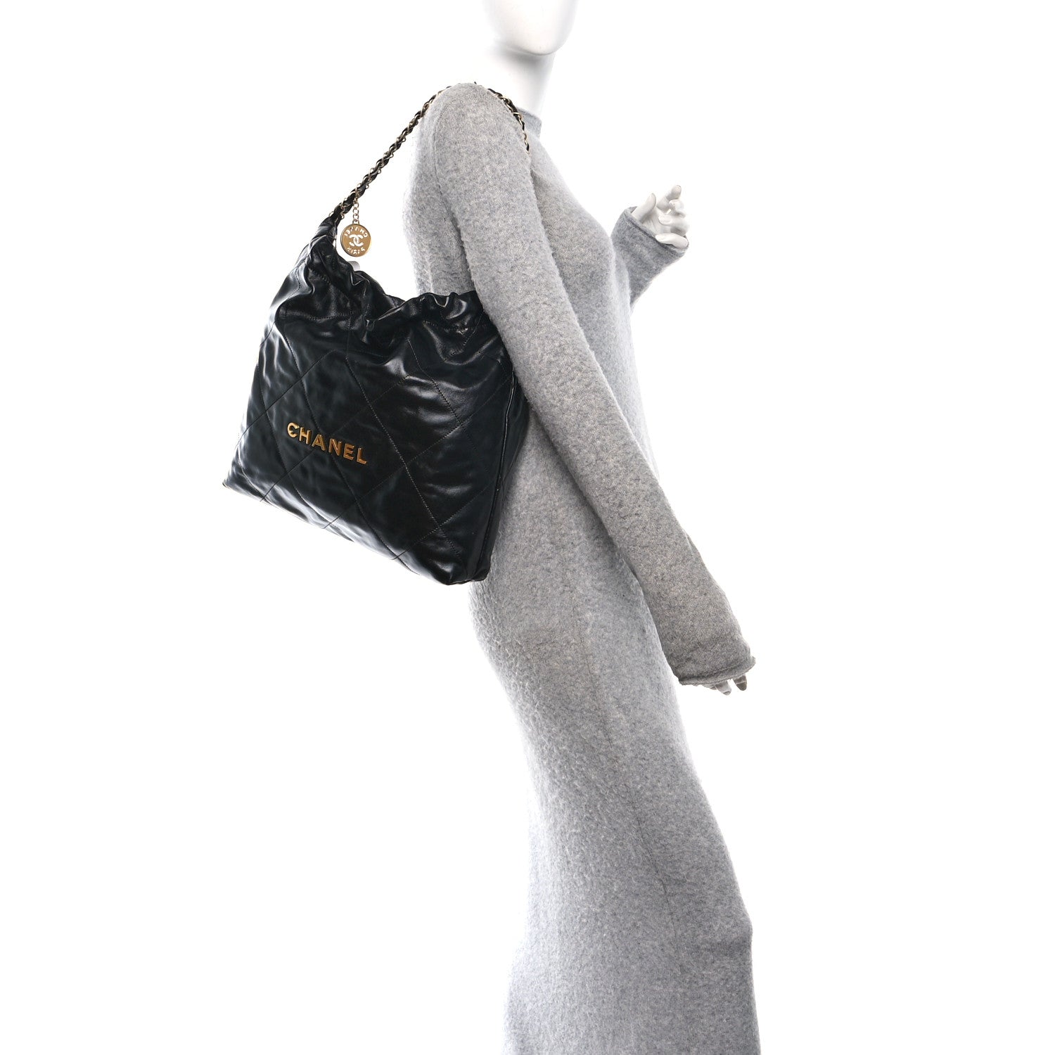 Chanel Shiny Calfskin Quilted Chanel 22 Black 2 of 12