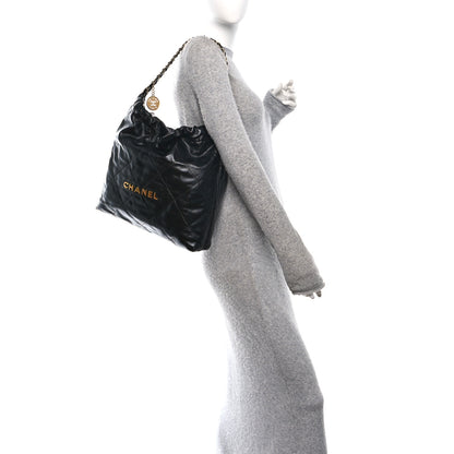 Chanel Shiny Calfskin Quilted Chanel 22 Black 2 of 12