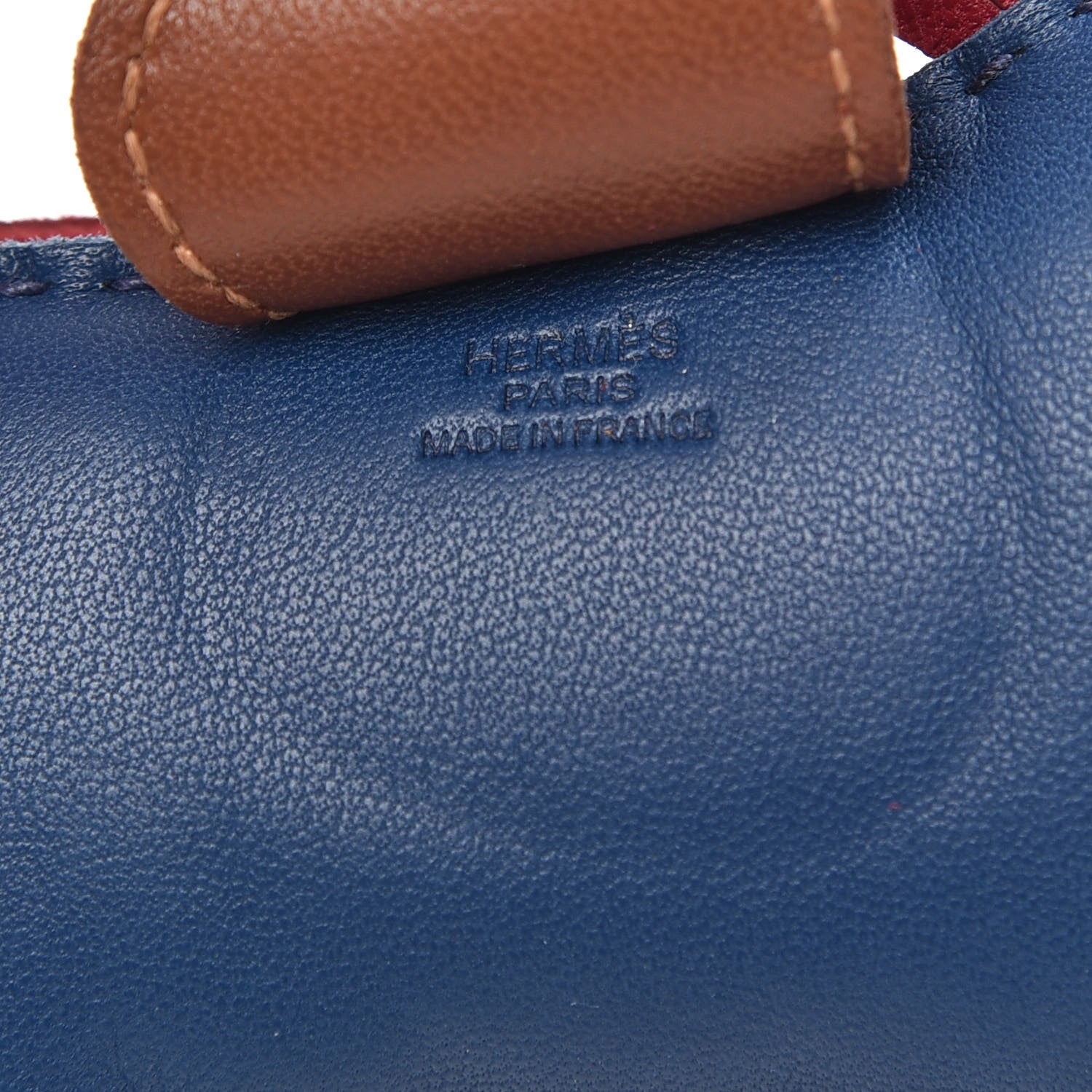 Hermes Milo Lambskin Grigri Rodeo Horse Bag Charm MM Bleu De Malte Rubis Fauve 3 of 3