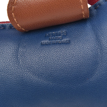 Hermes Milo Lambskin Grigri Rodeo Horse Bag Charm MM Bleu De Malte Rubis Fauve 3 of 3