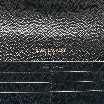 Saint Laurent Grain De Poudre Matelasse Chevron Monogram Flap Wallet Black 6 of 7