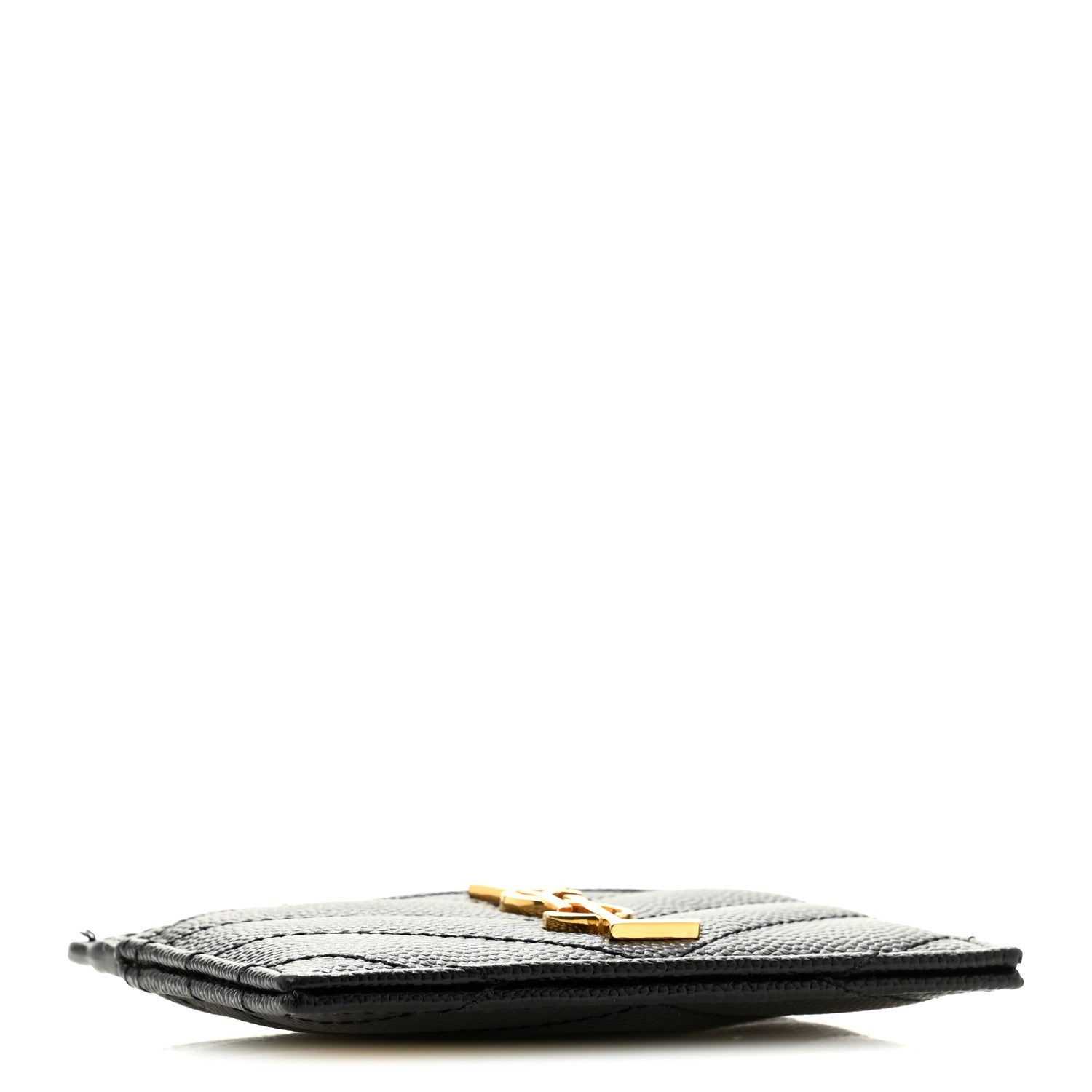 Saint Laurent Grain De Poudre Matelasse Chevron Monogram Credit Card Case Black 4 of 10