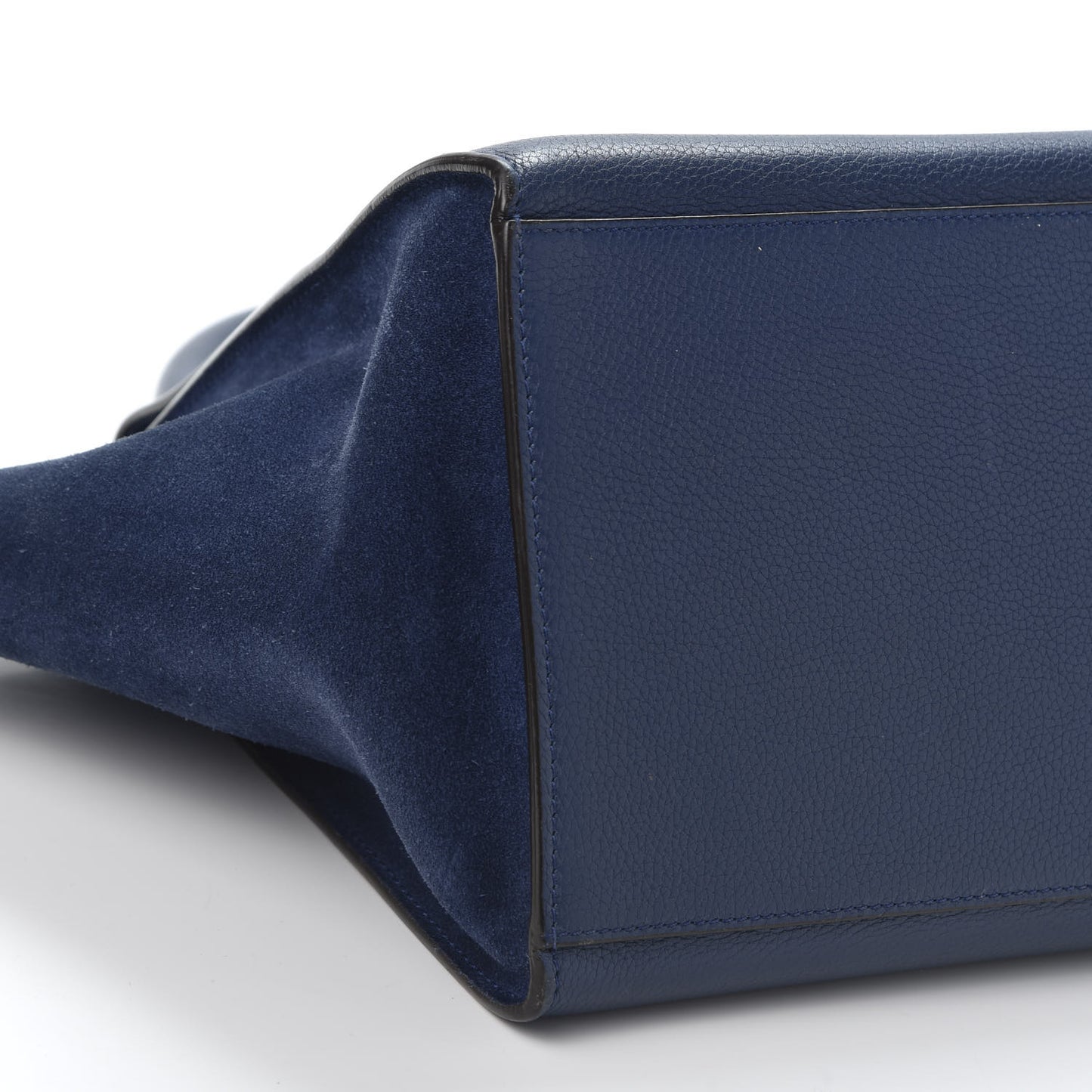 Drummed Calfskin Suede Medium Trapeze Navy