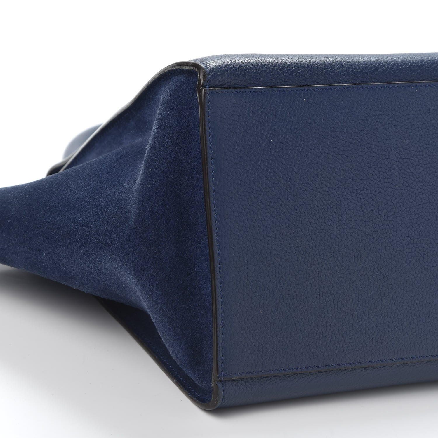 Celine Drummed Calfskin Suede Medium Trapeze Navy 5 of 8
