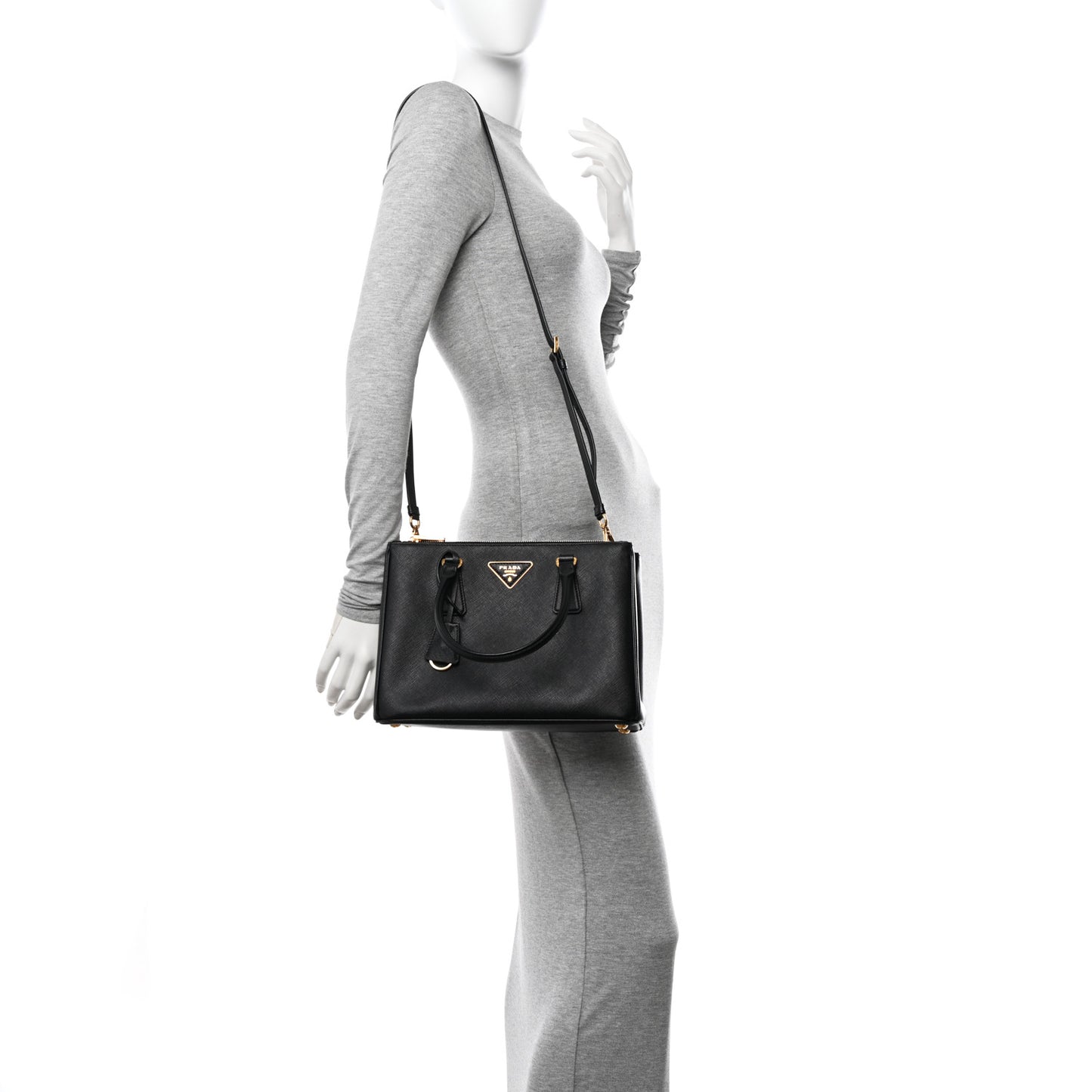 Saffiano Small Galleria Double Zip Tote Black