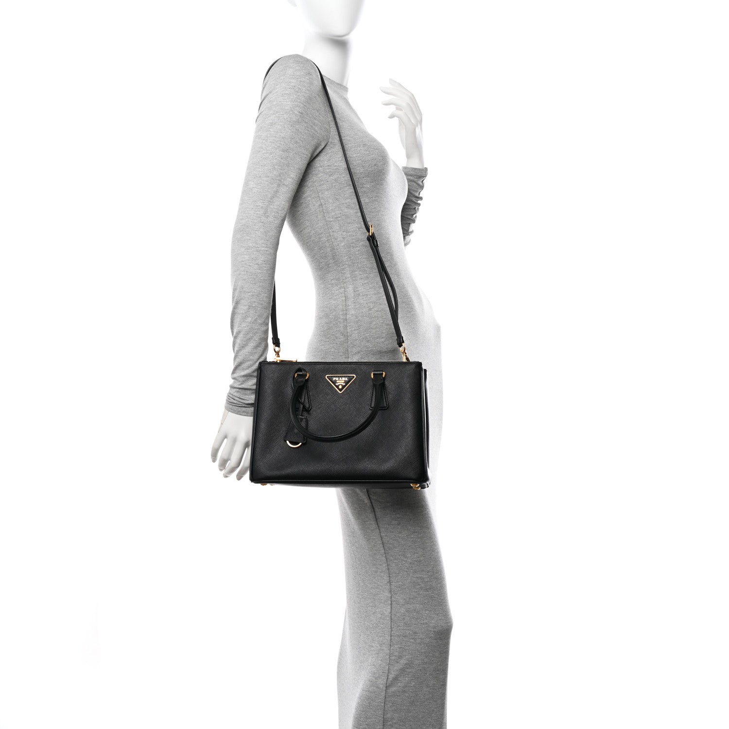 Prada Saffiano Small Galleria Double Zip Tote Black 2 of 10