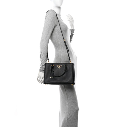 Prada Saffiano Small Galleria Double Zip Tote Black 2 of 10
