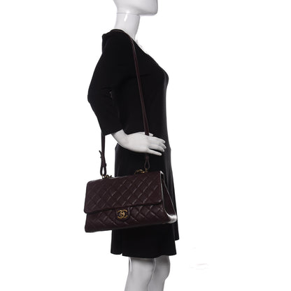 Chanel Shiny Sheepskin Quilted Large Trapezio Flap Dark Burgundy 2 of 10