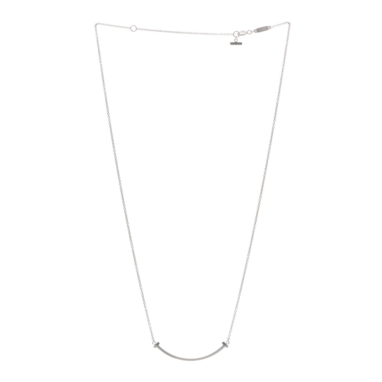 18K White Gold Small T Smile Pendant Necklace