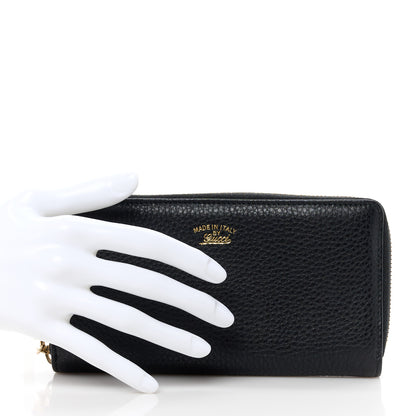 Gucci Pebbled Calfskin Bamboo Tassel Zip Around Wallet Black 2 of 9