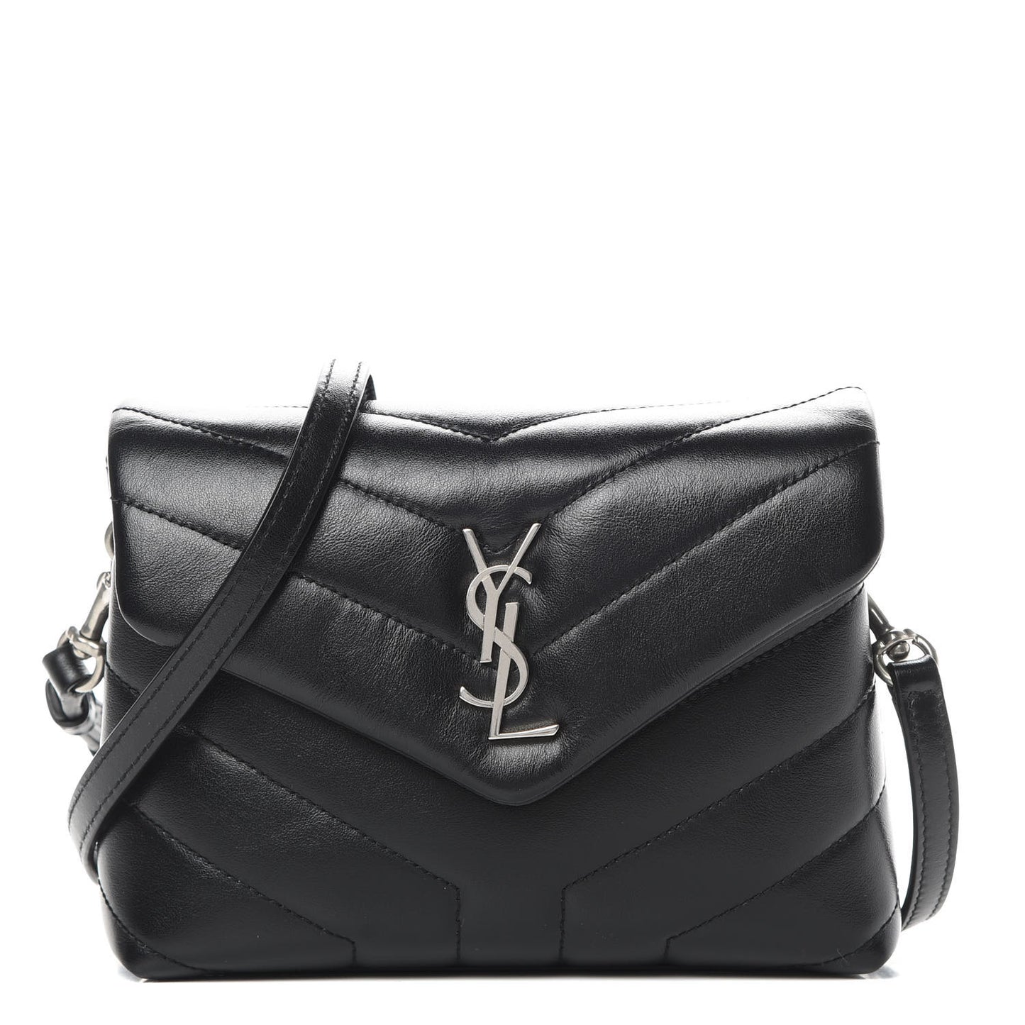 Calfskin Y Quilted Monogram Toy Loulou Crossbody Bag Black