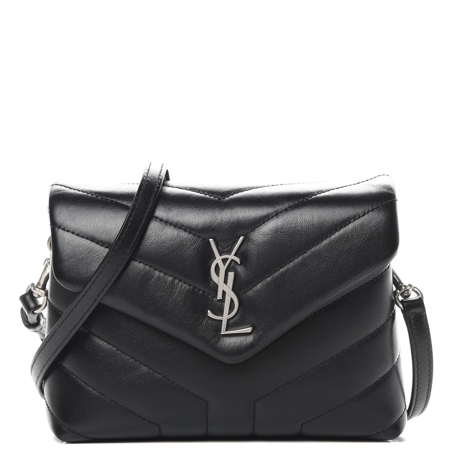 Saint Laurent Calfskin Y Quilted Monogram Toy Loulou Crossbody Bag Black 1 of 13