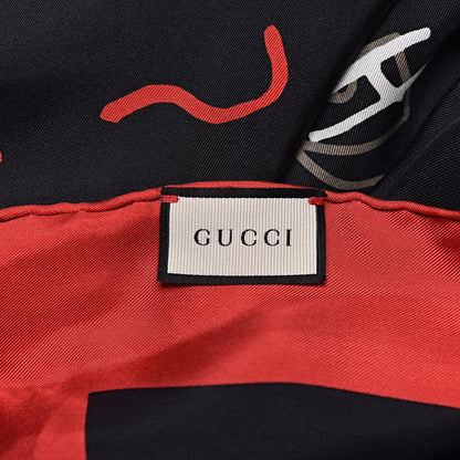 Gucci Silk Coco Capitan Logo Scarf Black 5 of 5