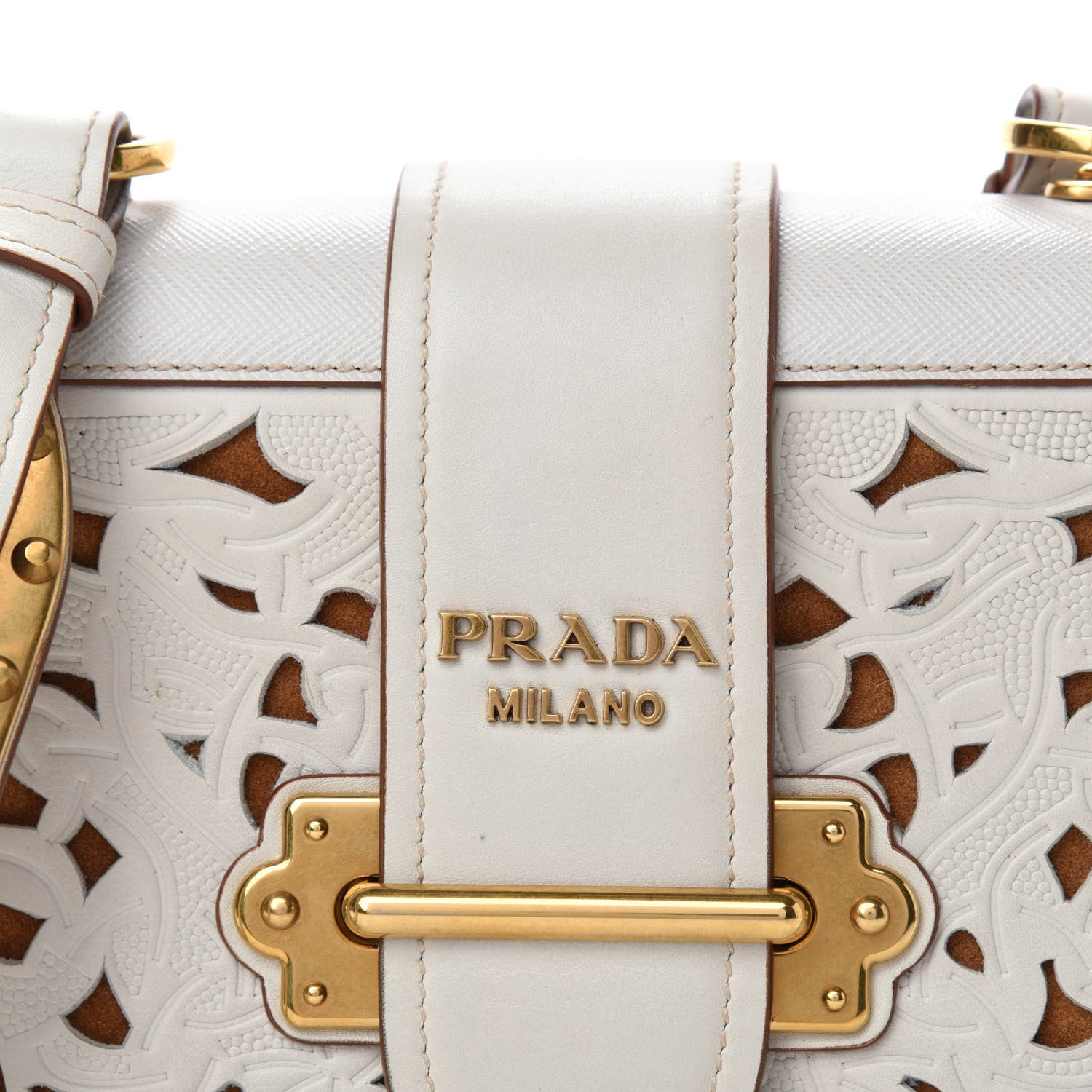Prada City Calf Saffiano Laser Cut Cahier Bag Talco 9 of 9