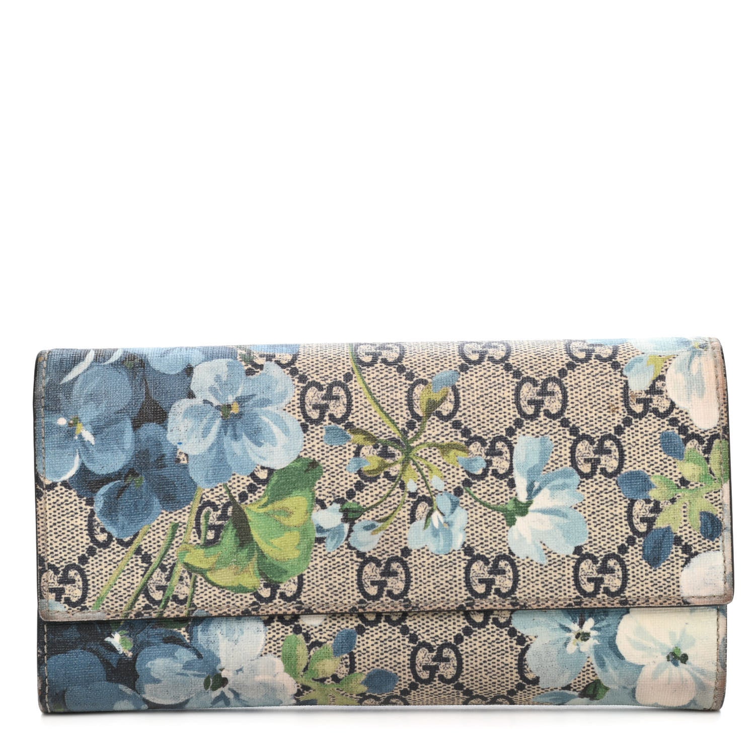 Gucci GG Supreme Monogram Blooms Continental Wallet Blue 1 of 10