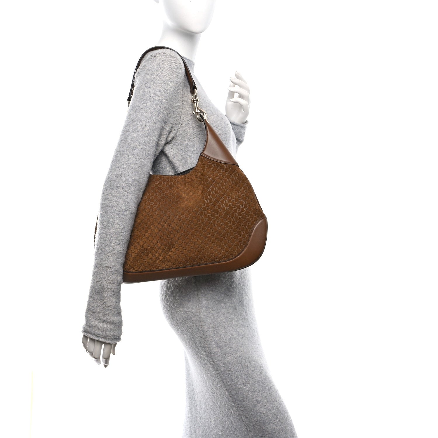 Gucci GG Suede B Medium Shoulder Bag Brown 1777904 – FASHIONPHILE