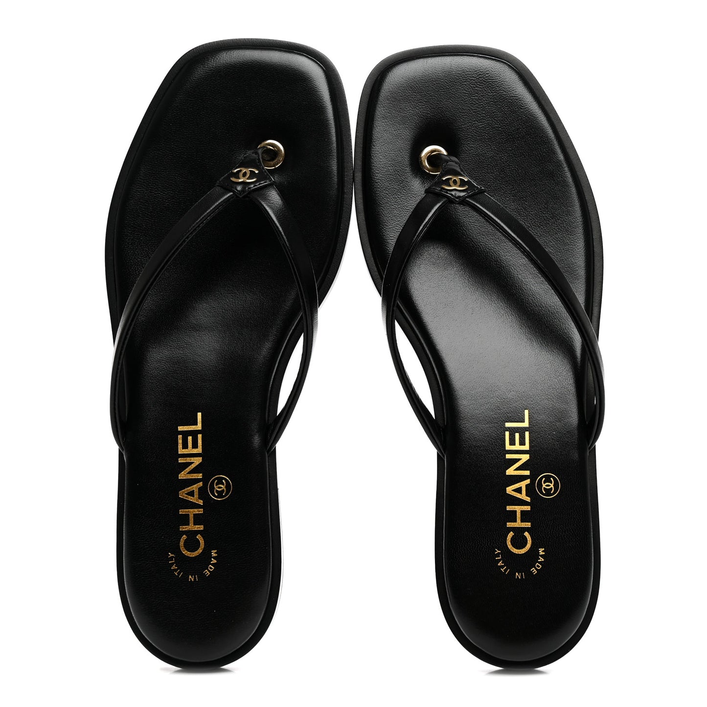 Goatskin CC Times Square Thong Sandals 37.5 Black