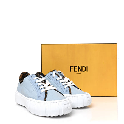 Fendi Canvas Lycra TPU FF Womens Fendi Force Low Top Sneakers 39 Sky Tobacco Black 8 of 8