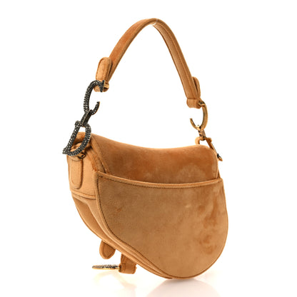 Christian Dior Velvet Crystal Mini Saddle Bag Camello 3 of 11