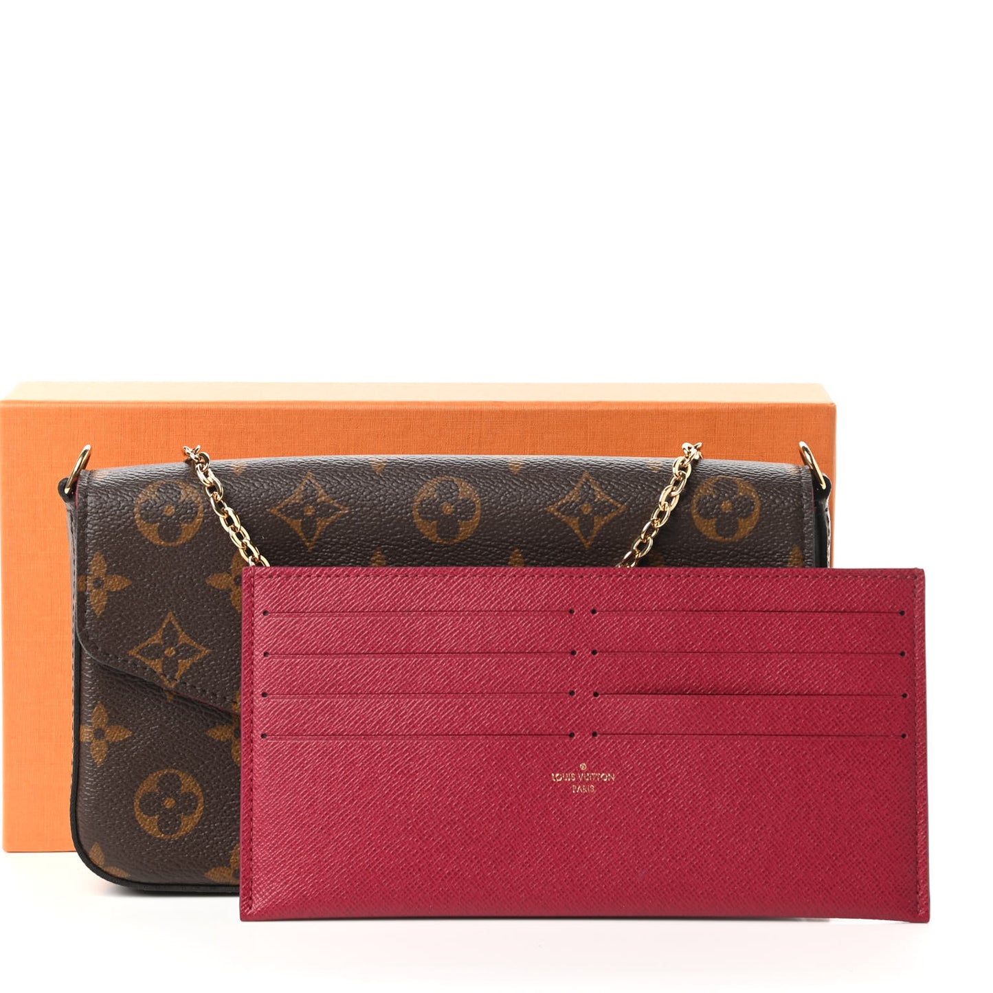 Monogram Pochette Felicie Chain Wallet Fuchsia