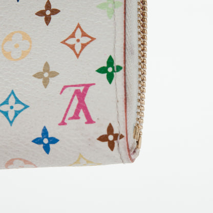 Louis Vuitton Monogram Multicolor Zippy Coin Purse Wallet White Litchi 10 of 11