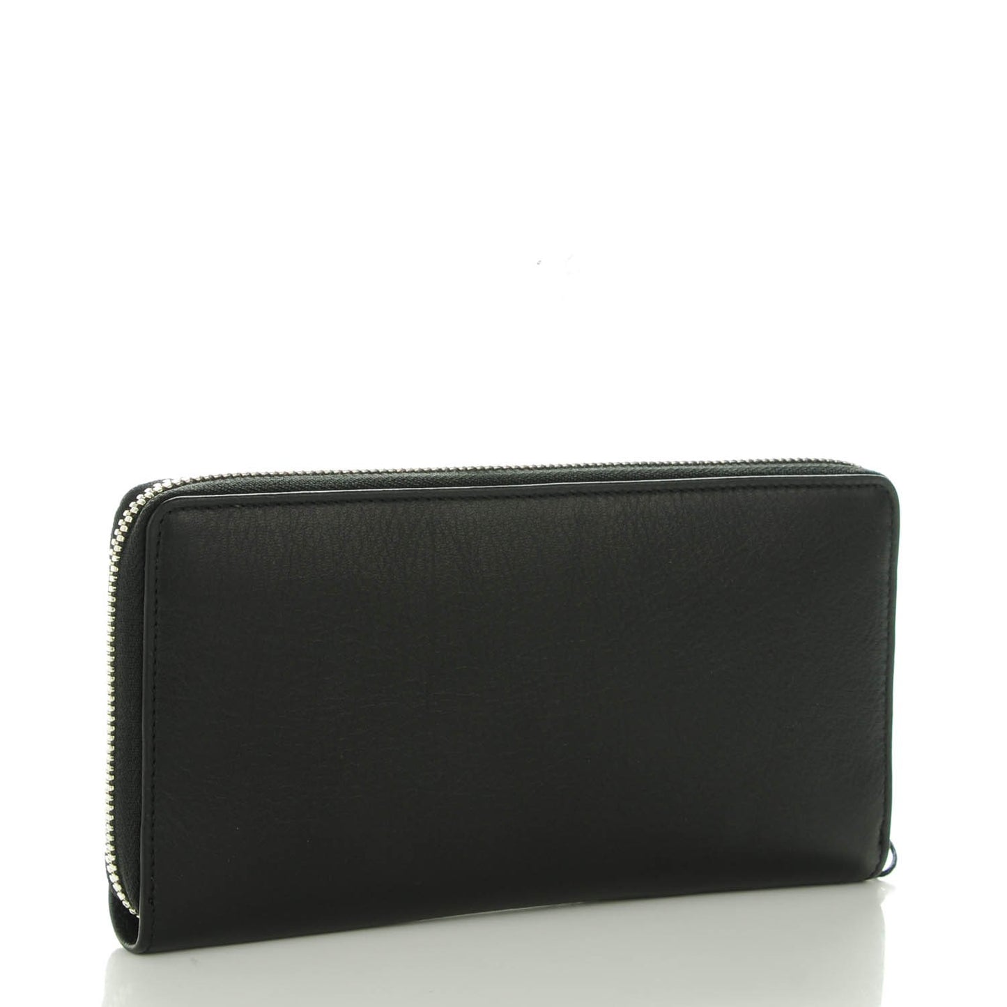 Calfskin Papier Continental Zip Around Wallet Black