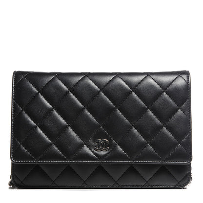 Chanel Lambskin Quilted Wallet On Chain WOC Black 1 of 8