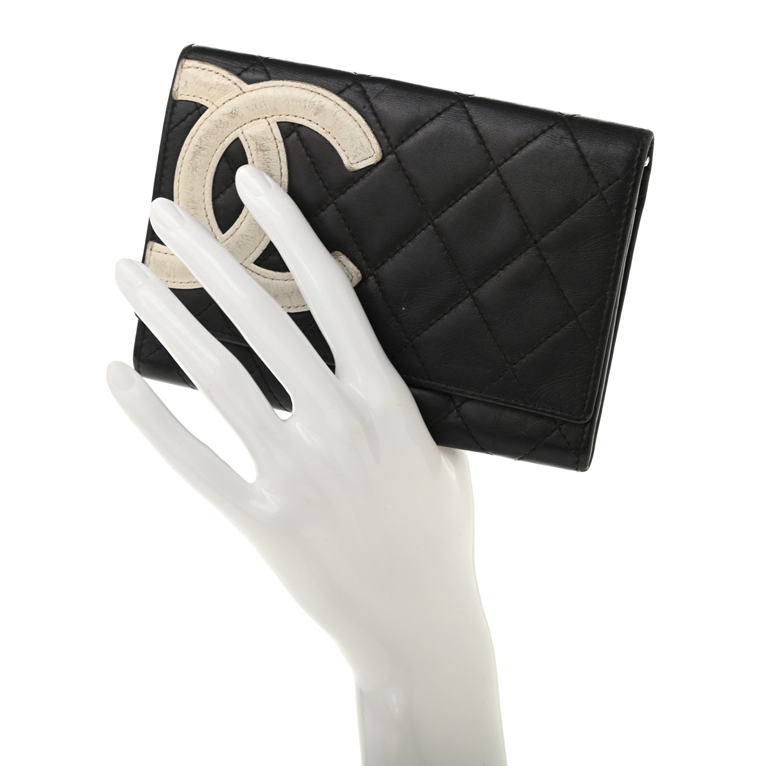 Chanel Calfskin Quilted Cambon Flap Wallet Black White 2 of 19