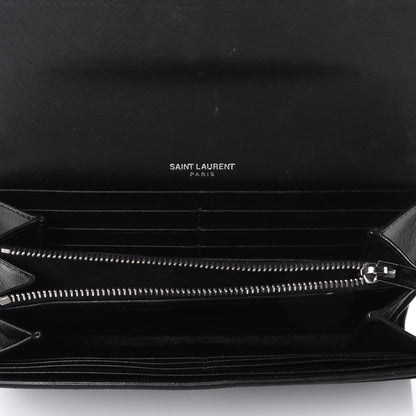 Saint Laurent Calfskin Crocodile Embossed Monogram Flap Wallet Black 5 of 7