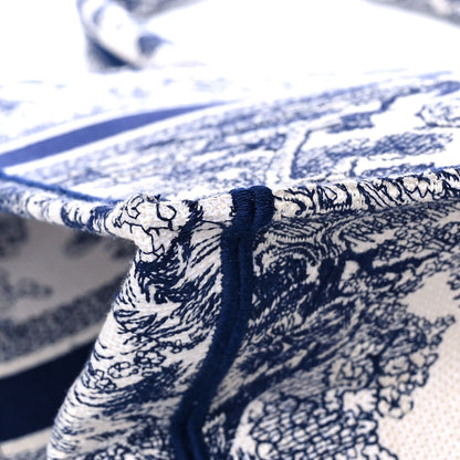 Christian Dior Canvas Embroidered Large Dioriviera Toile De Jouy Book Tote Blue 5 of 13