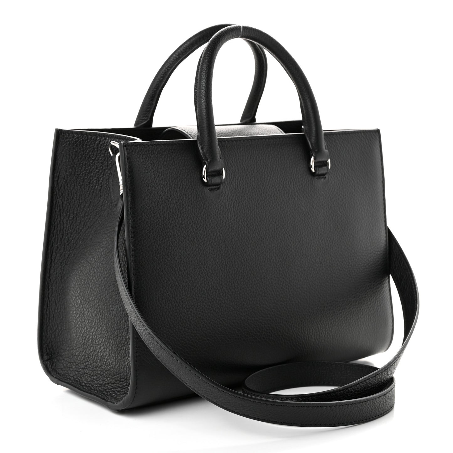 Grained Calfskin Embossed Book Tote Black