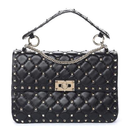 Valentino Garavani Lambskin Medium Rockstud Spike Shoulder Bag Black 1 of 11