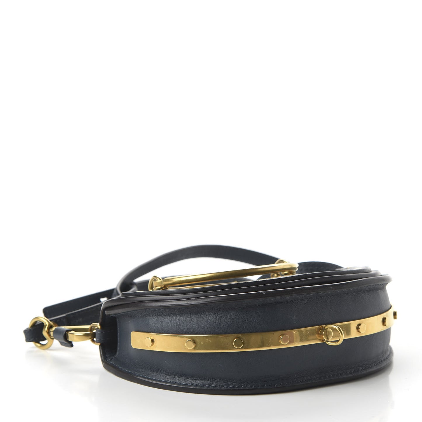 Calfskin Small Nile Bracelet Minaudiere Bag Silver Blue