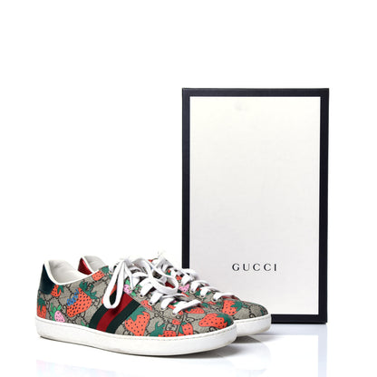 Gucci GG Supreme Monogram Strawberry Web Womens Ace Sneakers 40 Beige Multicolor Red Green 11 of 11