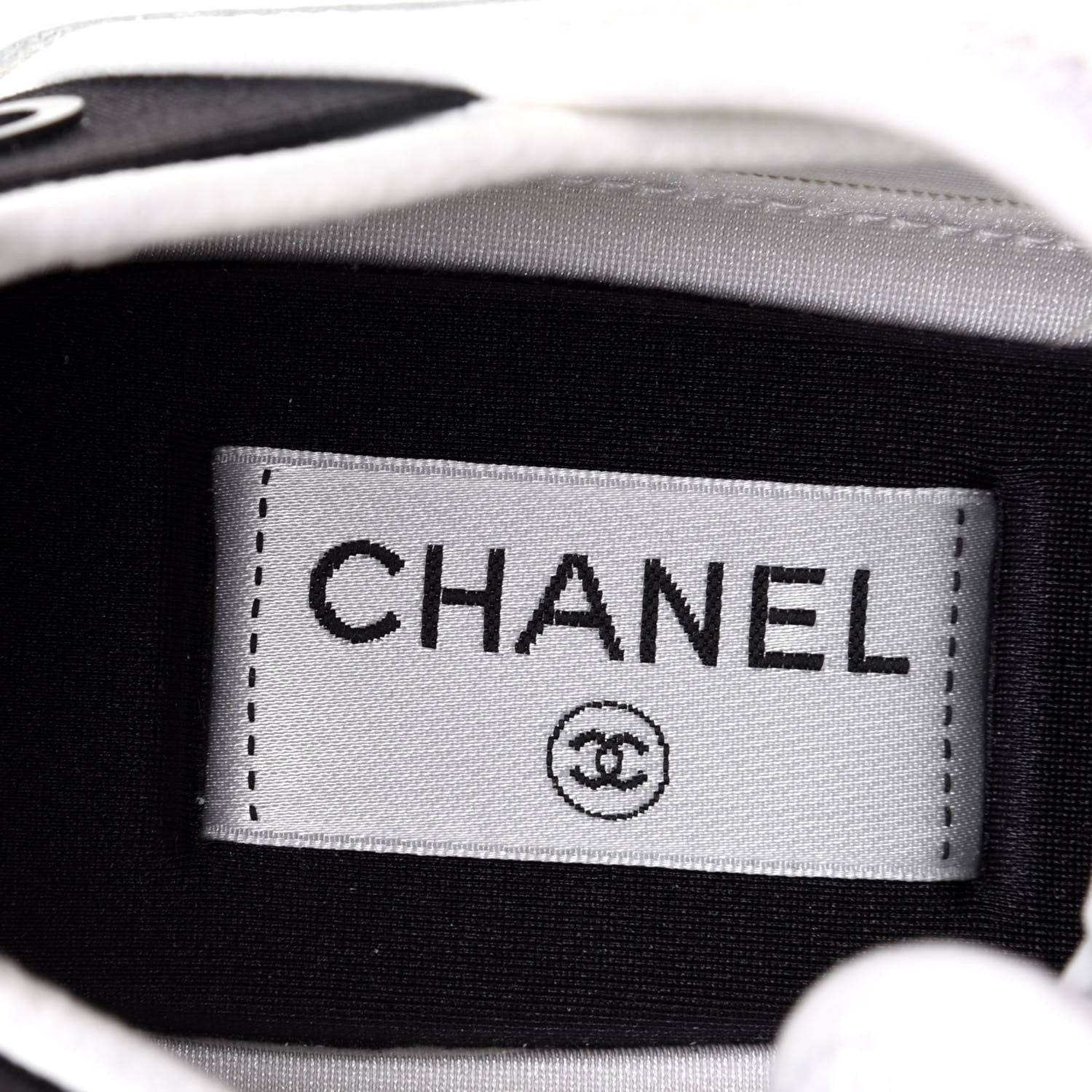 Chanel Velvet Calfskin Mixed Fibers CC Sneakers 37.5 Ivory Black 9 of 11