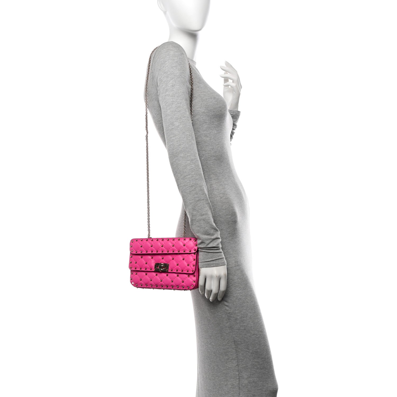 Valentino Garavani Nappa Small Rockstud Spike Shoulder Bag Shadow Pink 2 of 9