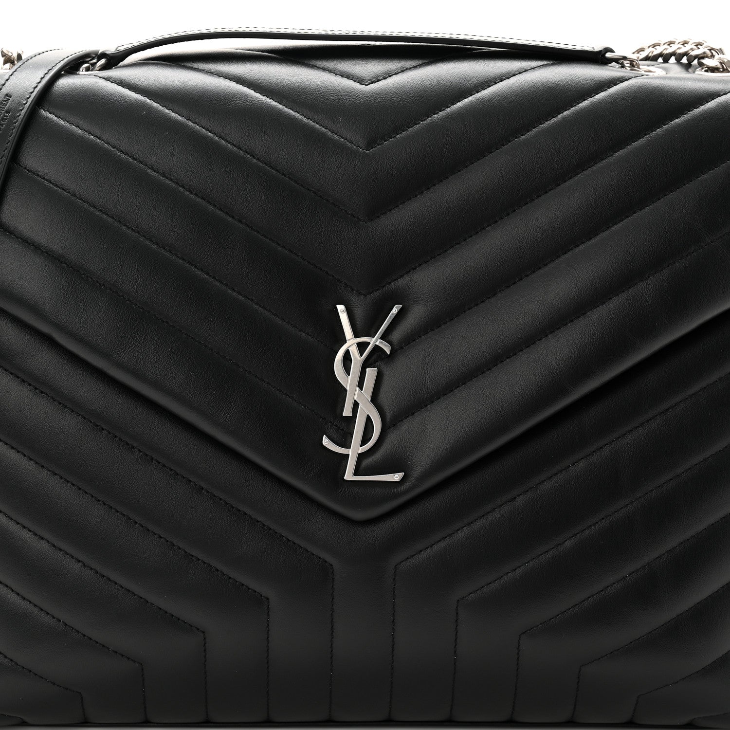 Saint Laurent Calfskin Y Quilted Monogram Large Loulou Chain Satchel Black 14 of 19