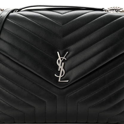 Saint Laurent Calfskin Y Quilted Monogram Large Loulou Chain Satchel Black 14 of 19