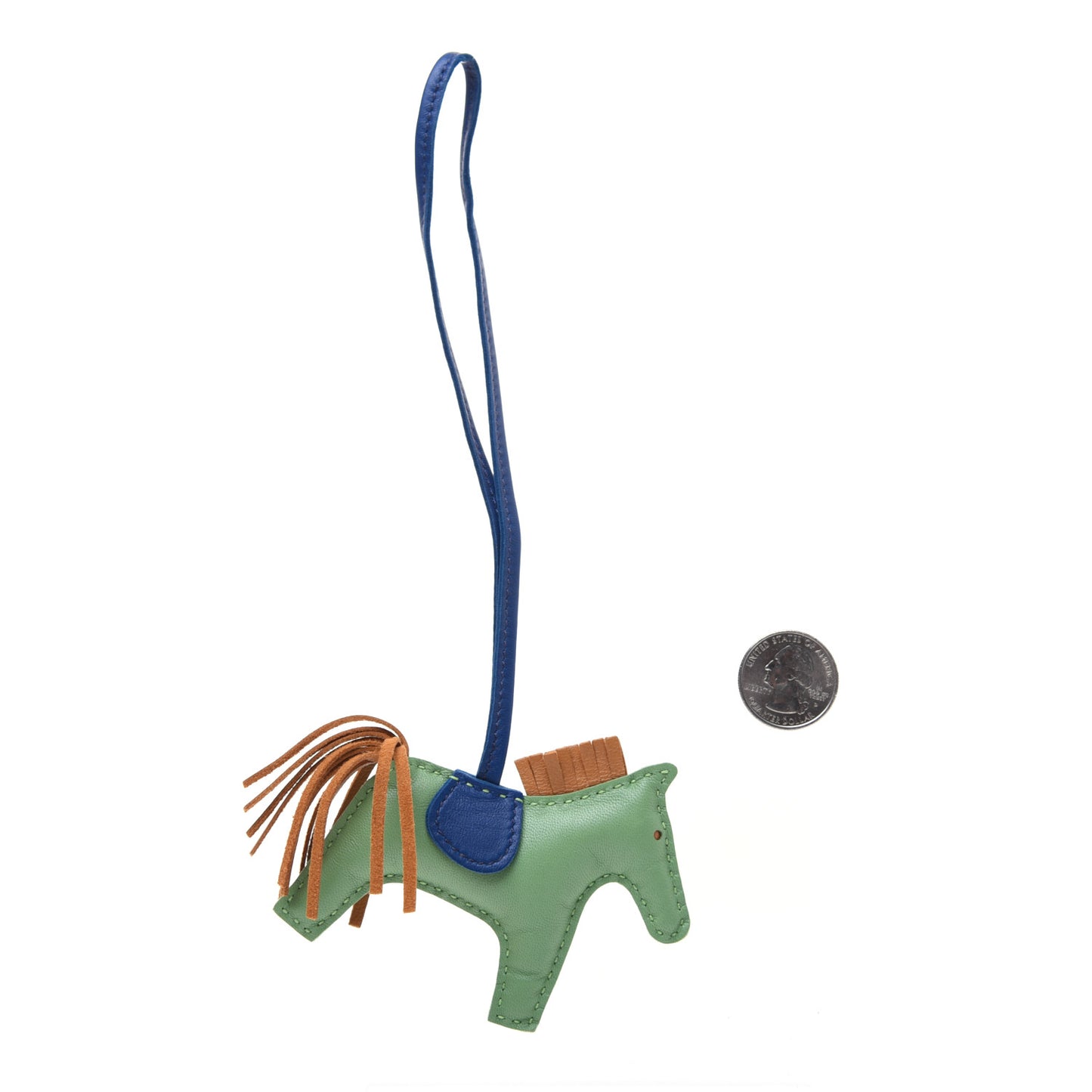 Milo Lambskin Grigri Rodeo Horse Bag Charm PM Vert Criquet Sesame Bleu de Malte