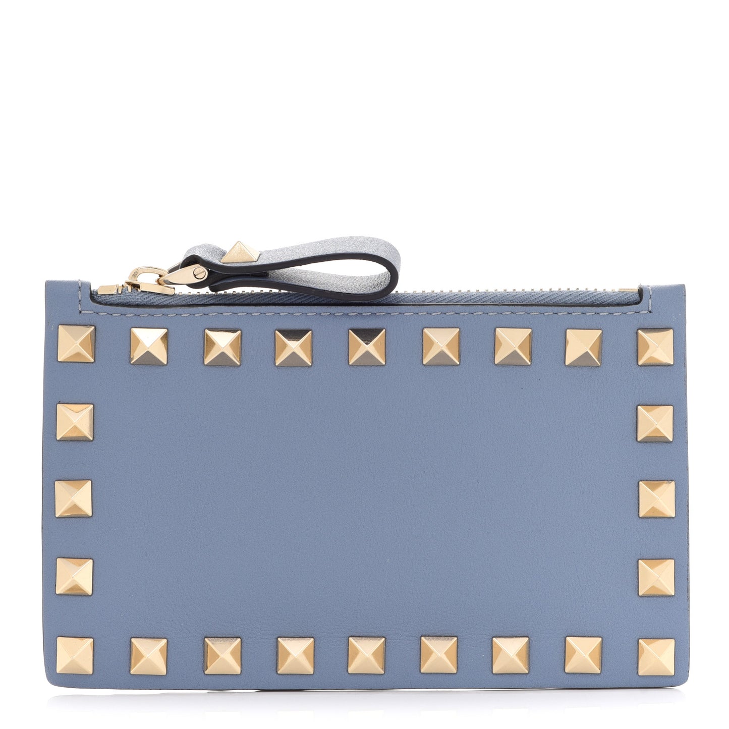 Calfskin Rockstud Coin Case Card Holder Blue