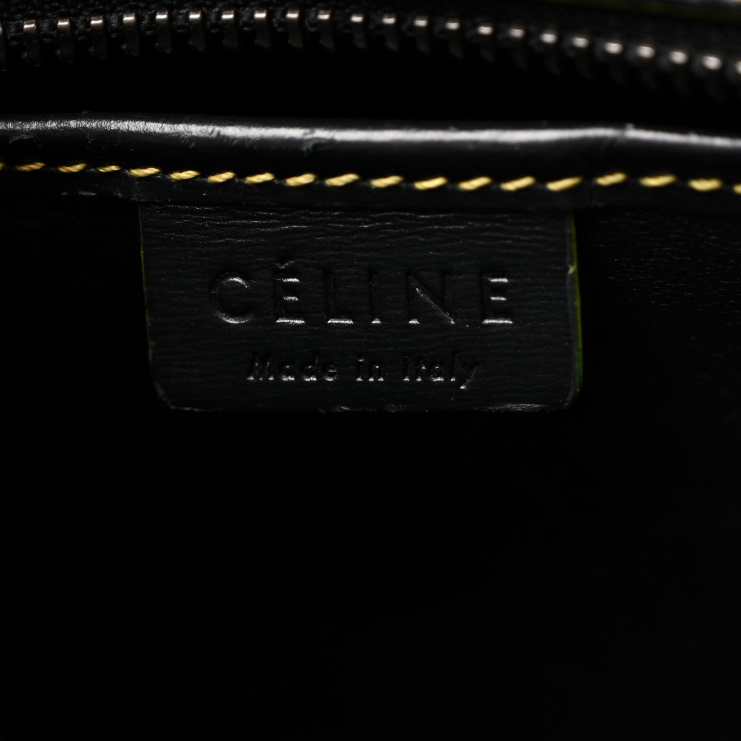 Satin Calfskin Nano Debossed Luggage Black Yellow