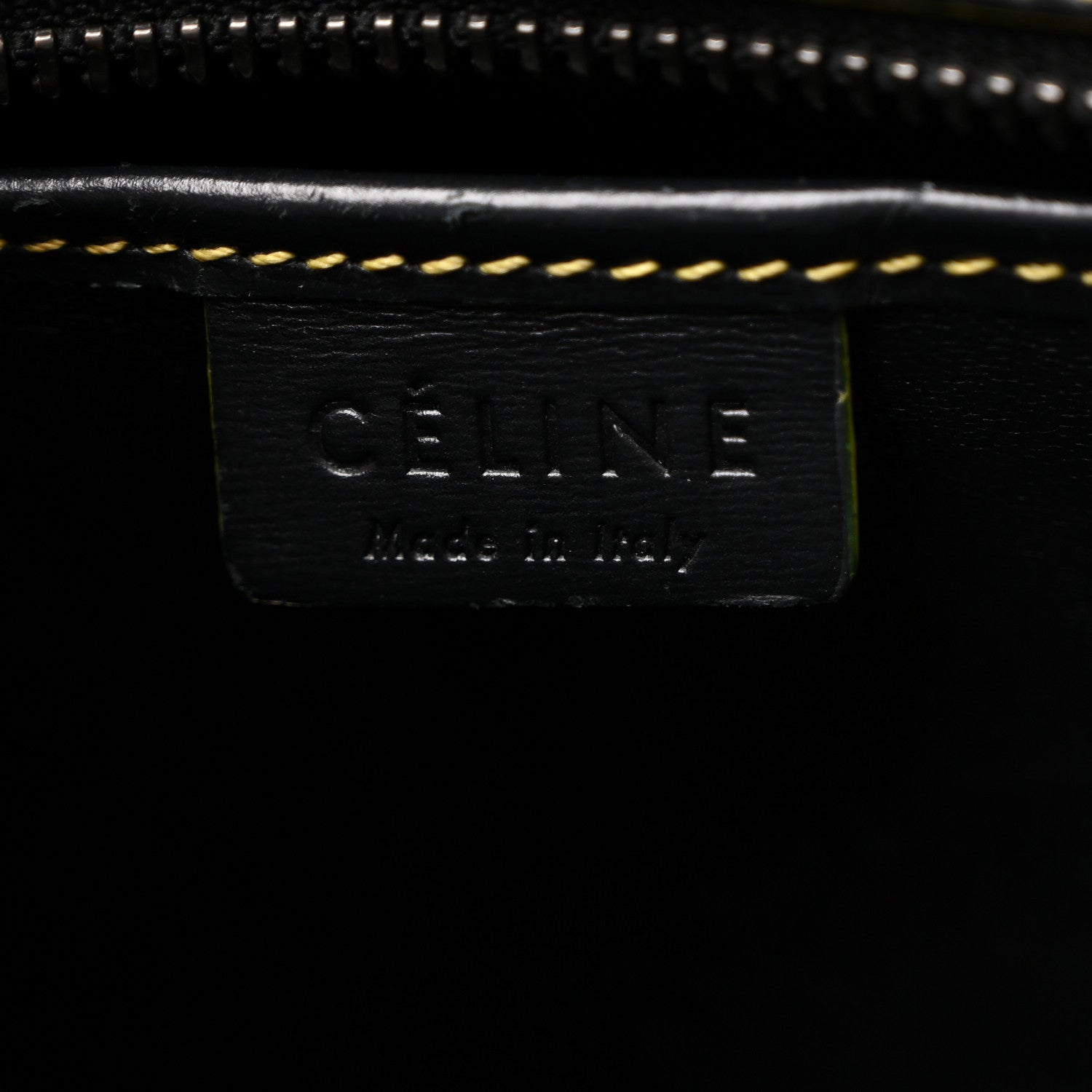 Celine Satin Calfskin Nano Debossed Luggage Black Yellow 6 of 13
