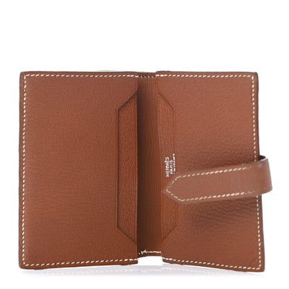 Hermes Chevre Mysore Bearn Card Holder Wallet Gold 4 of 4